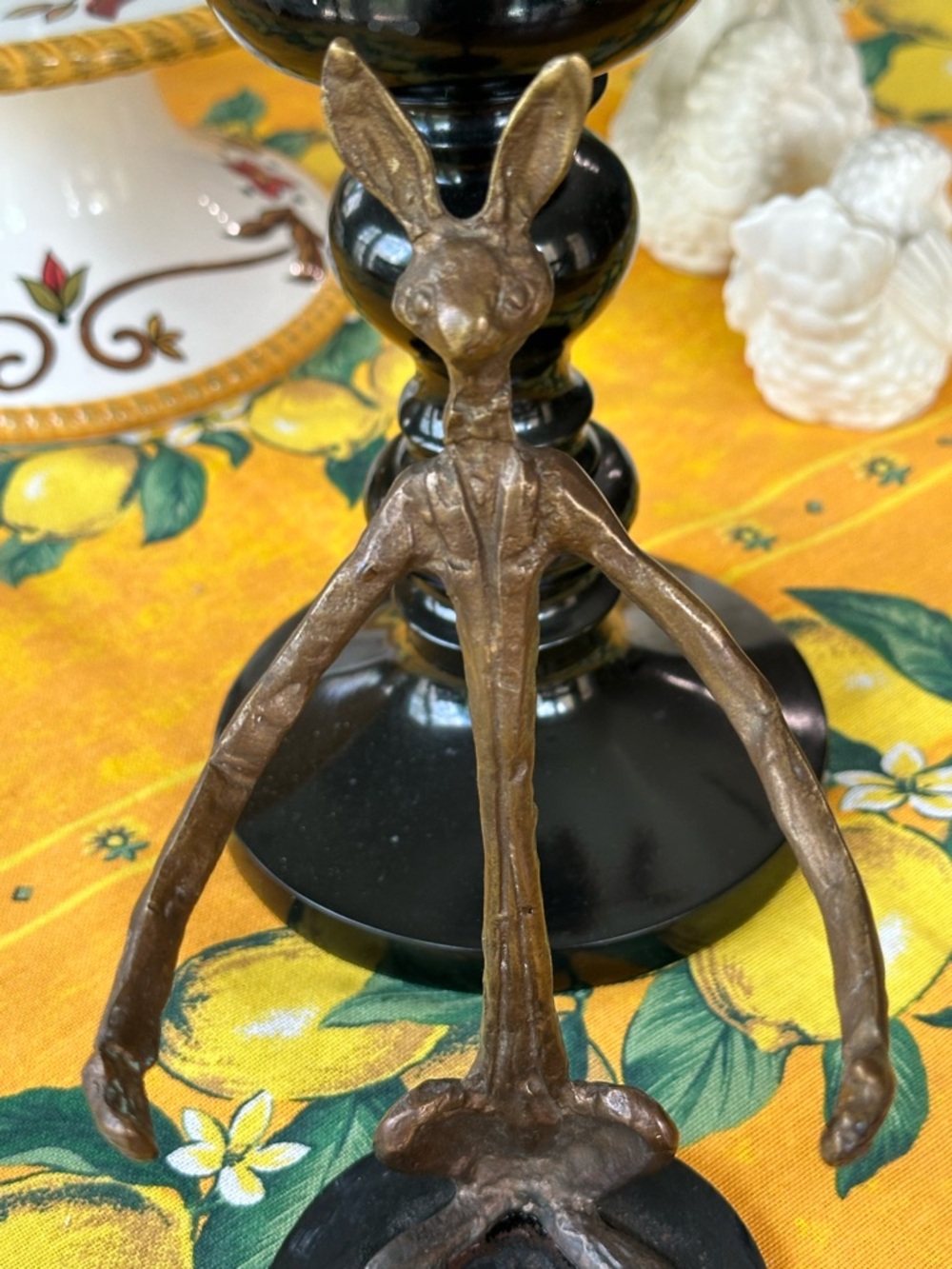 SAN PACIFIC INTERNATIONAL BRASS RABBIT HOME DECOR BOTTLE HOLDER VGUC